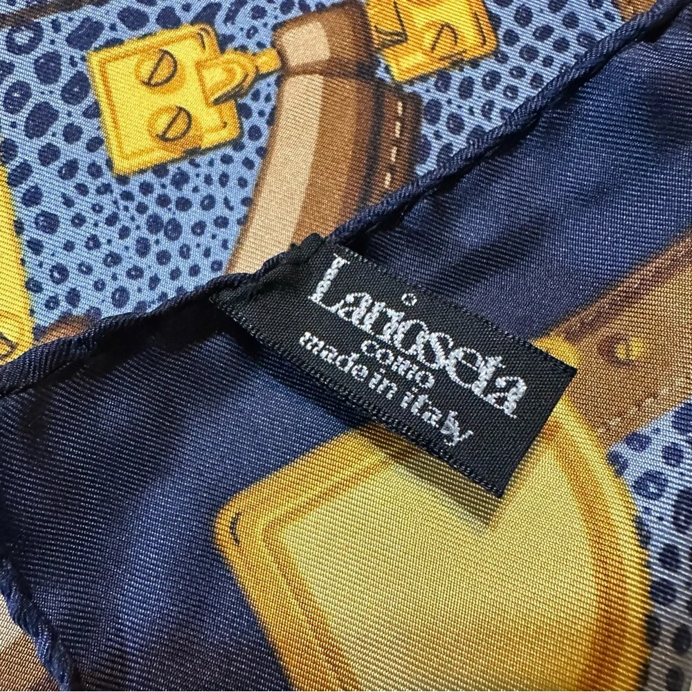 Larioseta Como Silk Scarf VINTAGE– World Map & Travel Trunks, Made in Italy